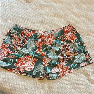 Patagonia Green and Orange Floral Athletic Shorts